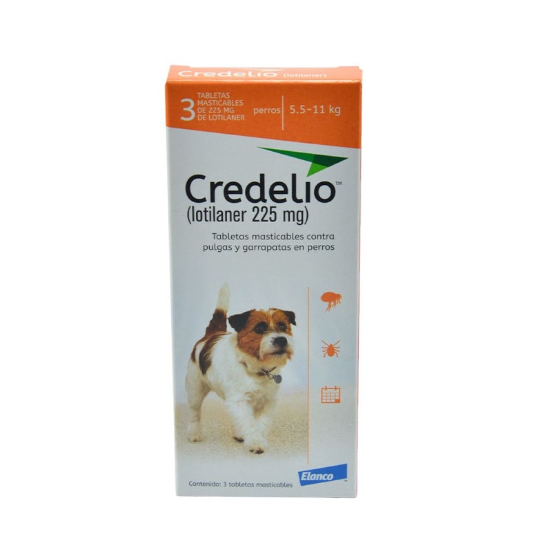 Credelio Comprimido Masticable por 225 mg para perros de (5.5 a 11Kg) 3 Tb Naranja