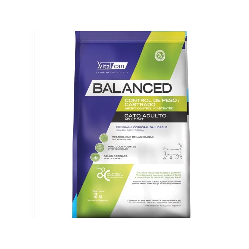 Balanced gato adulto control peso castrado x 2 Kg