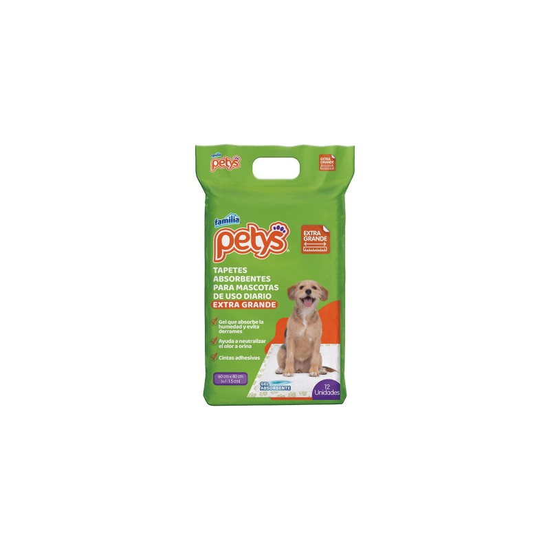 Petys Tapete Absorbente Extra Grande 60 x 80 cm x 12 Unds