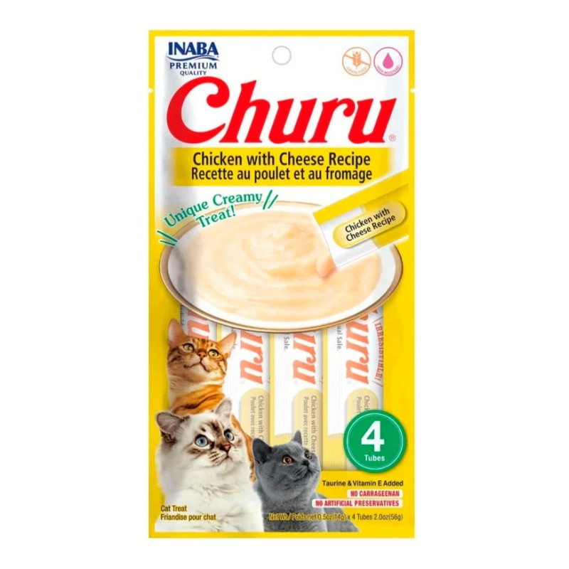 CHURU GATO SABOR A POLLO Y QUESO 56 GR 4 UND