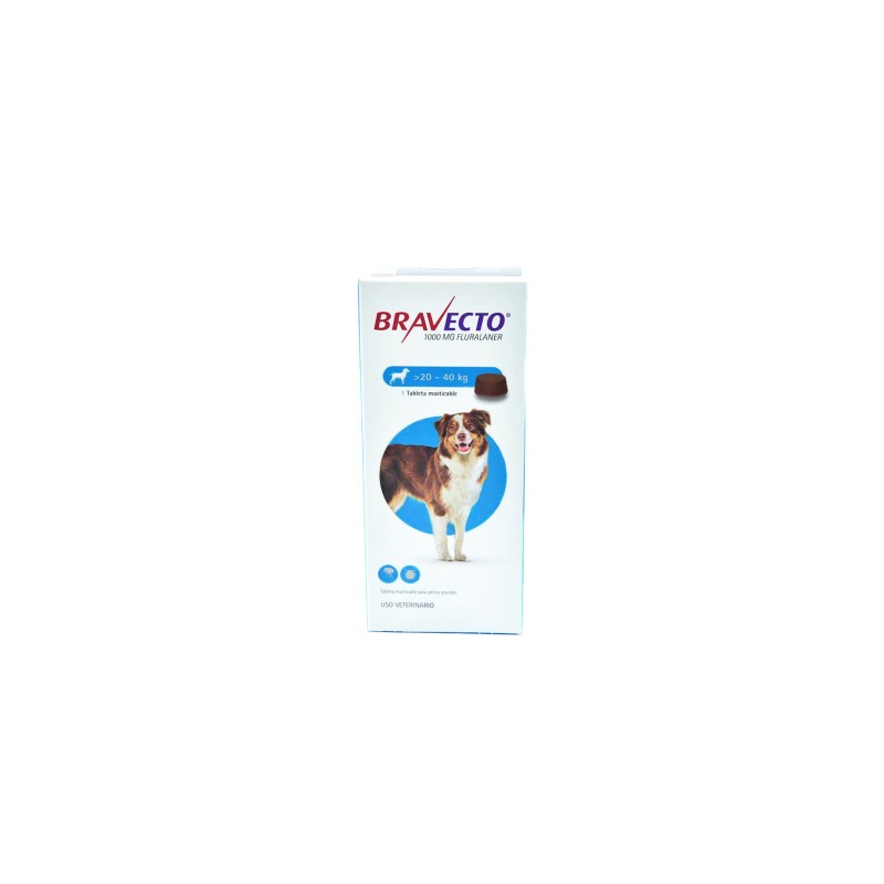 Bravecto Antiparasitario Perros de 20 a 40 Kg Tableta 1000 mg