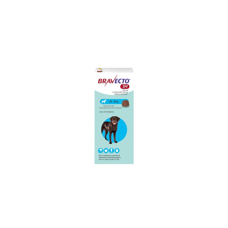 Bravecto 1M Antiparasitario Perros de 20 A 40 Kg Tableta 400 mg