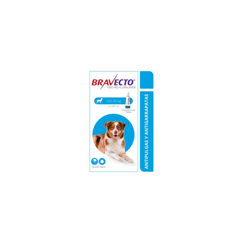 Bravecto️ Antiparasitario Spot on Perros de 20 a 40 Kg Solución tópica 1000 mg