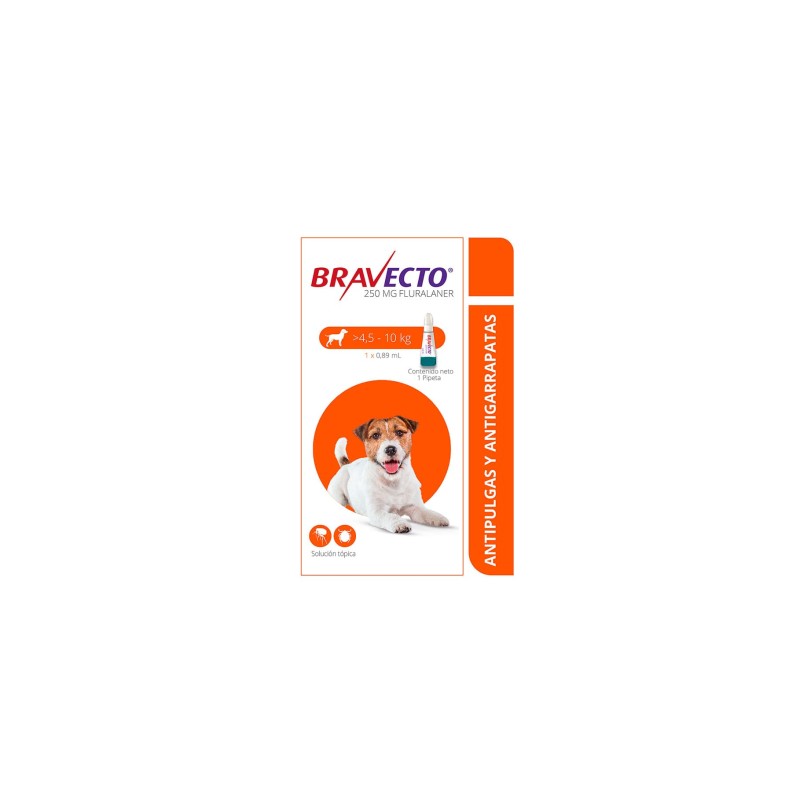 Bravecto️ Antiparasitario Spot on Perros de 4.5 a 10 Kg Solución tópica 250 mg