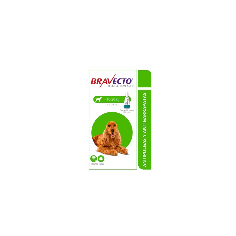 Bravecto️ Antiparasitario Spot on Perros de 10 a 20 Kg Solución tópica 500 mg