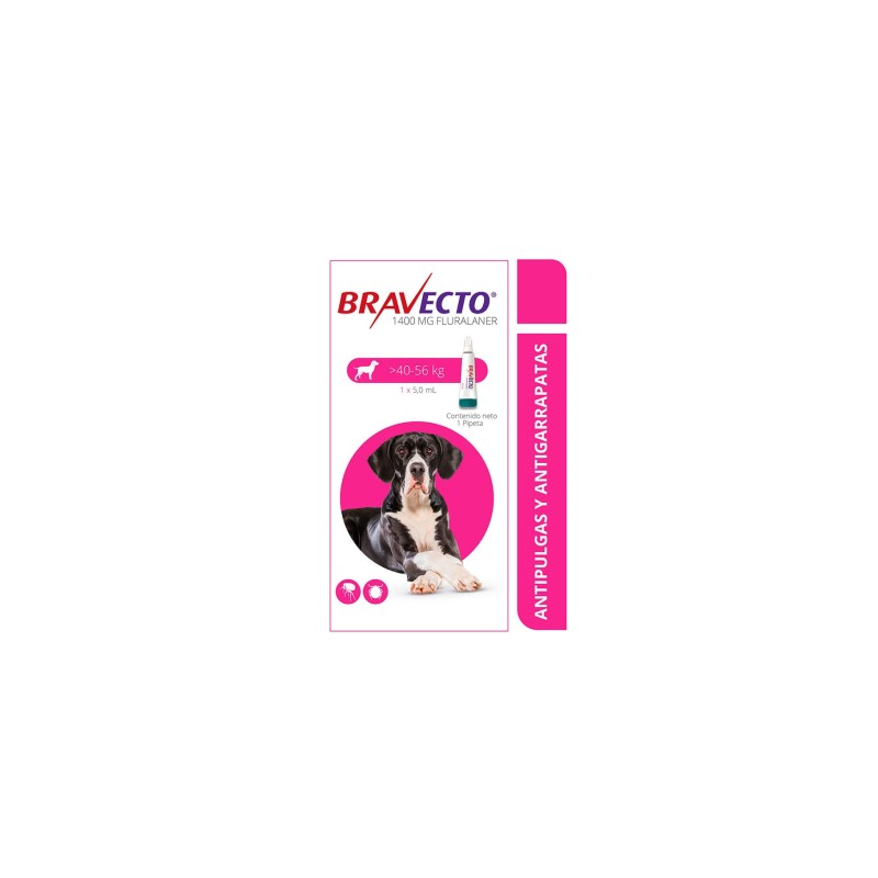 Bravecto️ Antiparasitario Spot on Perros de 40 a 56 Kg Solución tópica 1400 mg