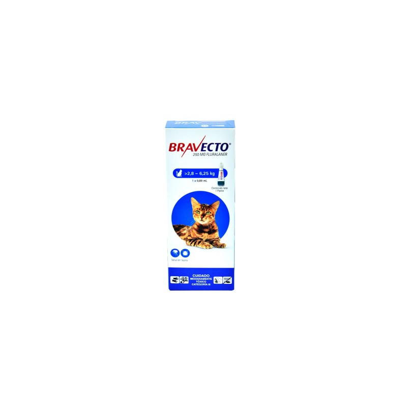 Bravecto Antiparasitario Spot on Gatos de 2.8 a 6.2 Kg Pipeta 250 mg