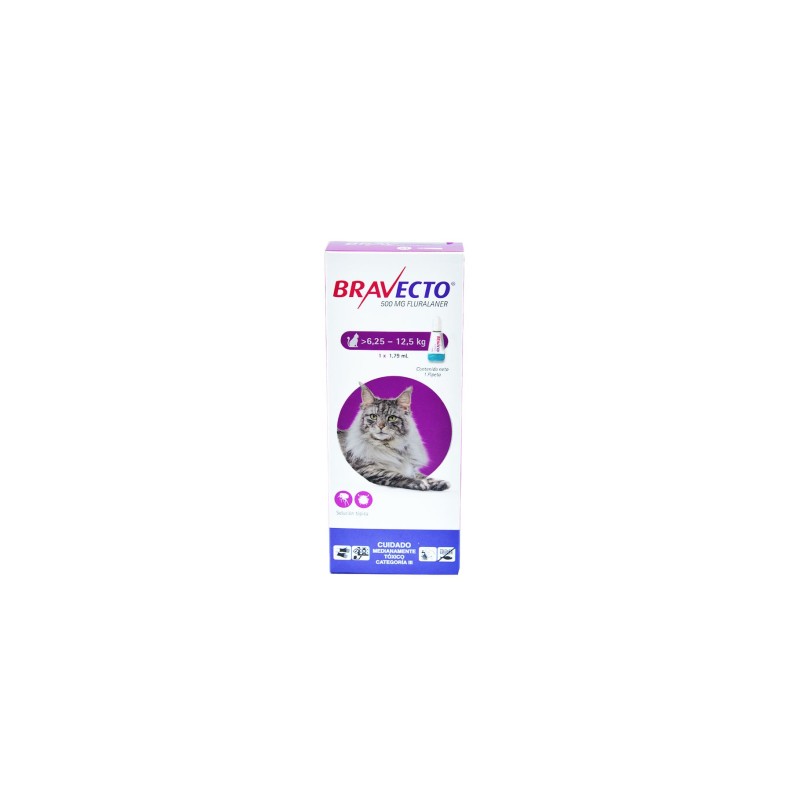 Bravecto Antiparasitario Spot on Gatos de 6.2 a 12.5 Kg. Pipeta 500 mg