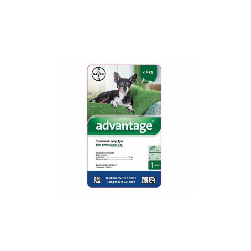 Advantage Antipulgas para perros (hasta 4 kg) Pipeta por 0.4 ml